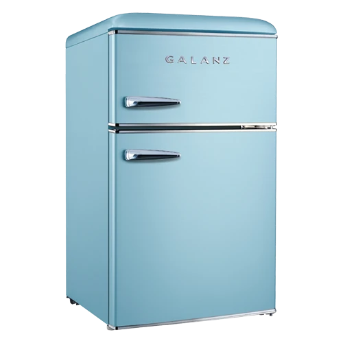 Galanz GLR31TBEER retro two-door refrigerator in Bebop blue